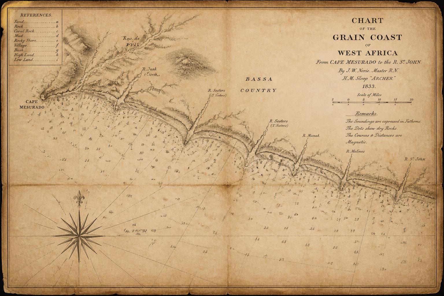 Chart of the Grain Coast, Cape Mesurado to the St. John